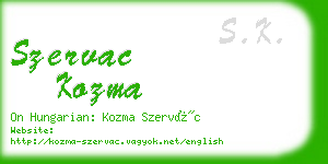 szervac kozma business card
